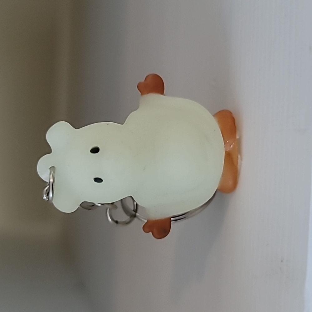 Vintage Old Cute Paws Bear Keychain.  Bear as a Ghost.